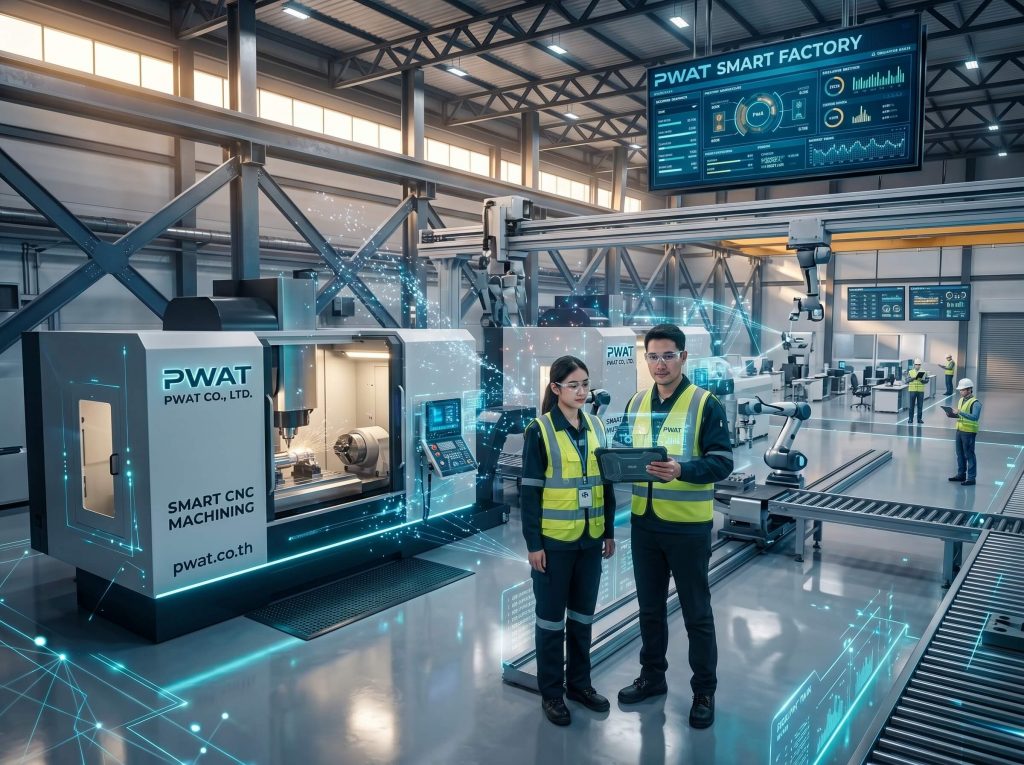 ผู้บริหารโรงกลึงยุคใหม่และทีมวิศวกร PWAT ควบคุมการผลิตด้วย AI
